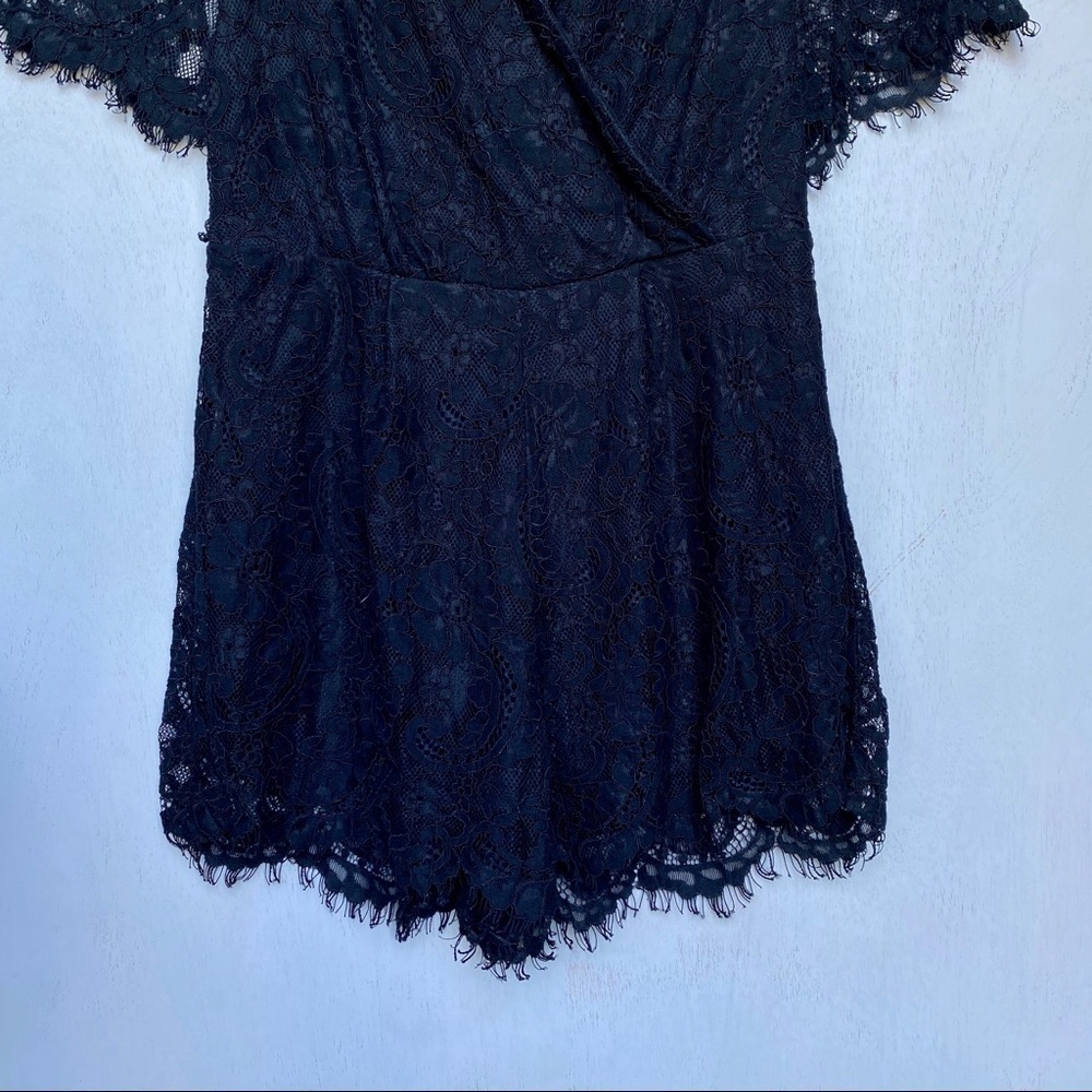Trixxi Black Lace Short Sleeve Romper Jumpsuit - Picture 2 of 5